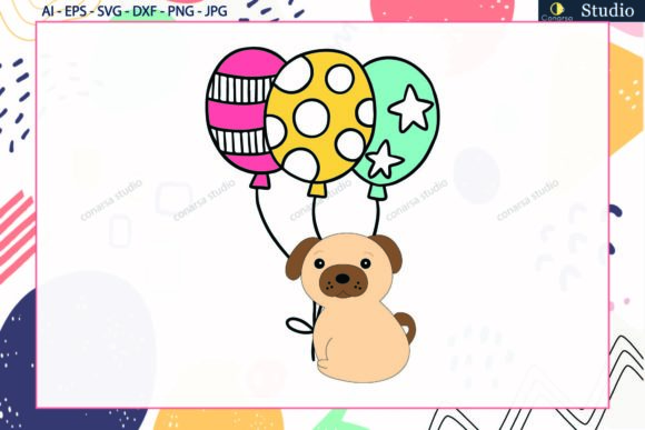 Dog Birthday Party and Balloon SVG
