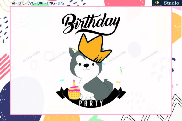 Dog Birthday Party and Cake Candle SVG