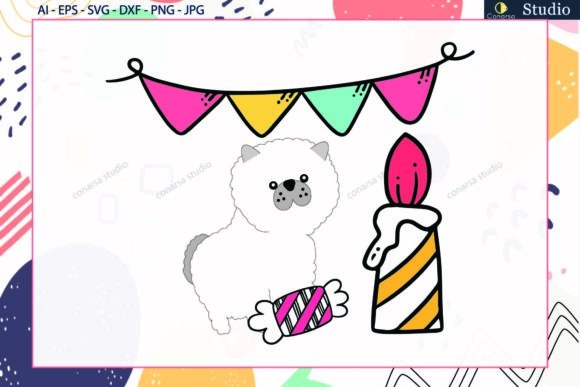 Dog Birthday Party & Gift Candle SVG