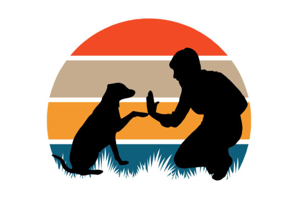 Dog Dad Retro Sunset PNG SVG