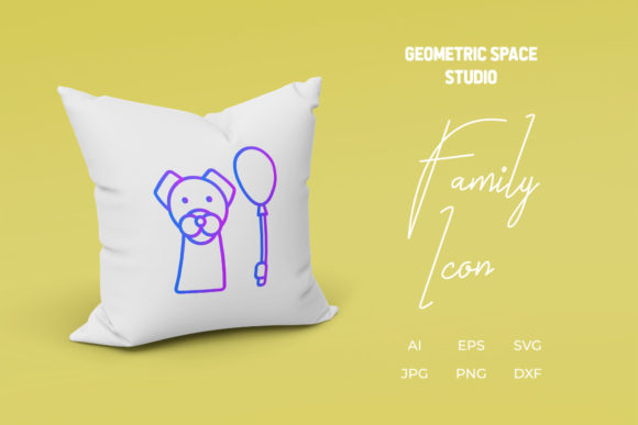 Family Icon Dog Balloon Line Gradient