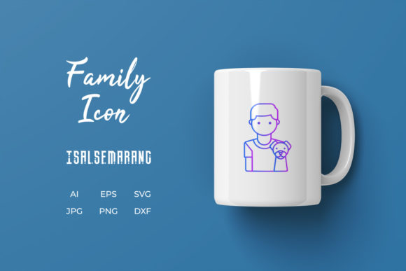 Family Icon Father Dog Pet Line Gradient