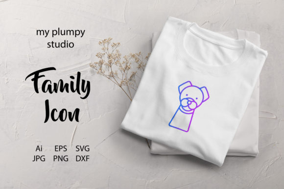 Family Icon Pet Dog Line Gradient