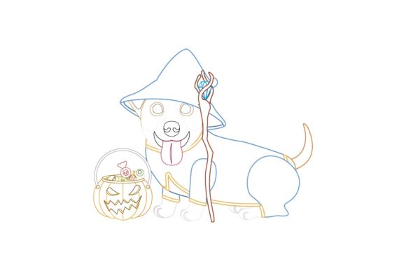 Halloween Dog Icon Color Line - 445
