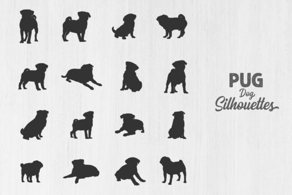 Pug Dog Silhouettes SVG