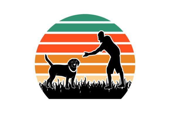 Retro Dog Dad Sunset