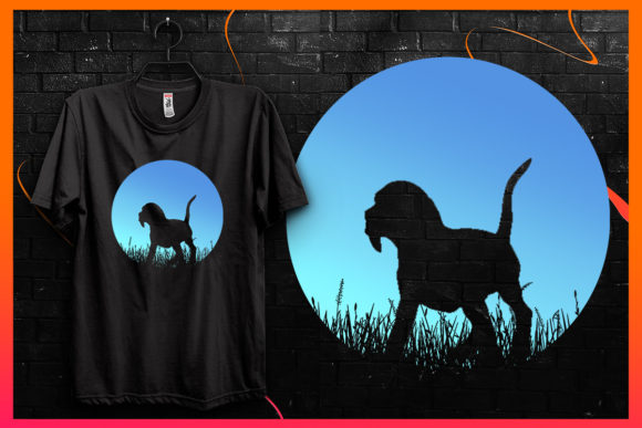 Retro Vintage Sunset-Dog Silhouette 22