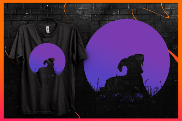 Retro Vintage Sunset-Dog Silhouette 6
