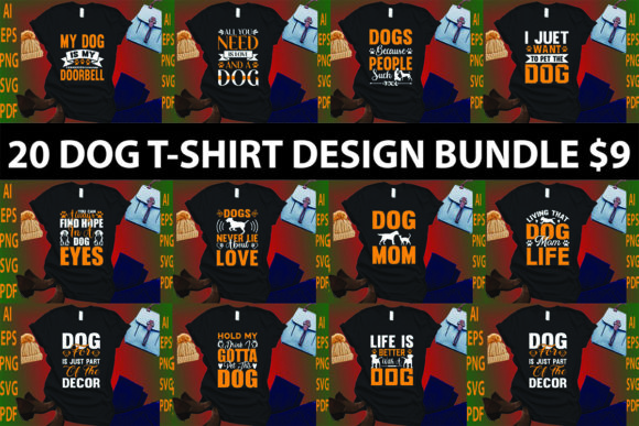 The Mega Dog T-Shirt Designs Bundle